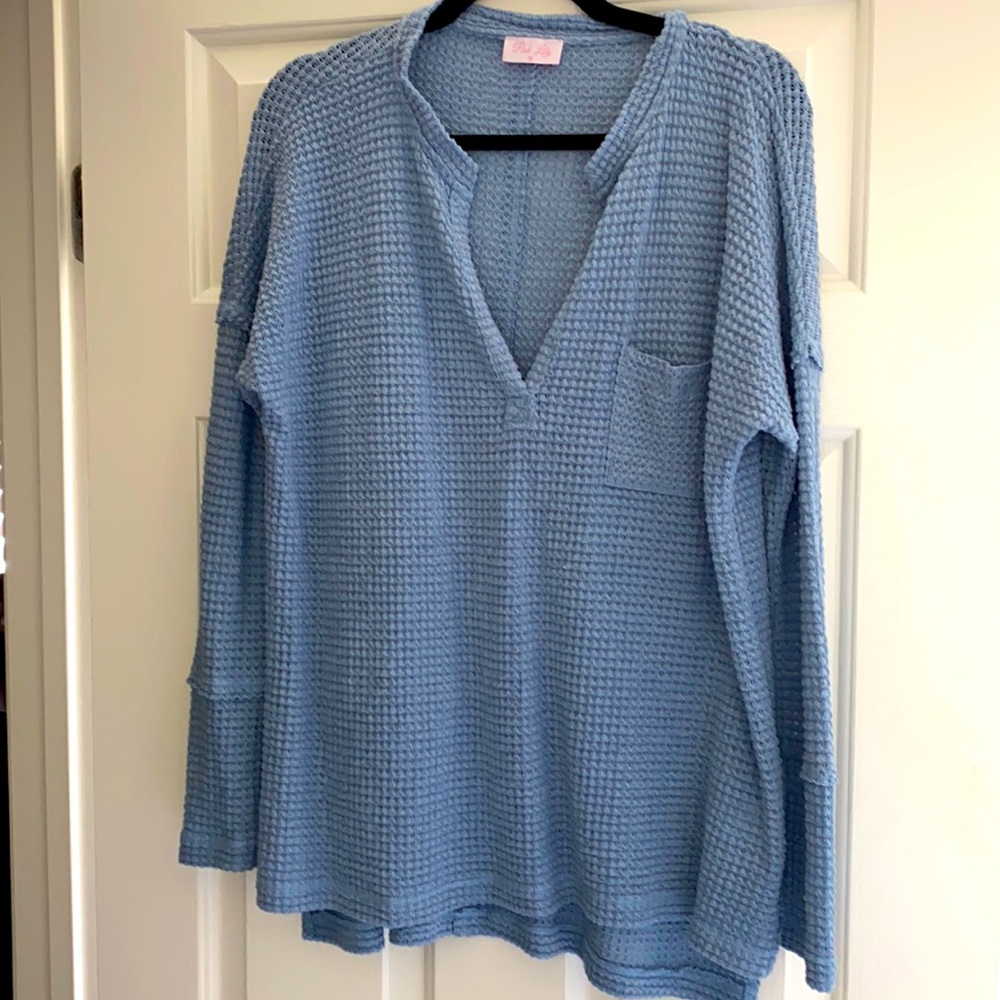 Always Loving You Pink Lily Blue Blouse M